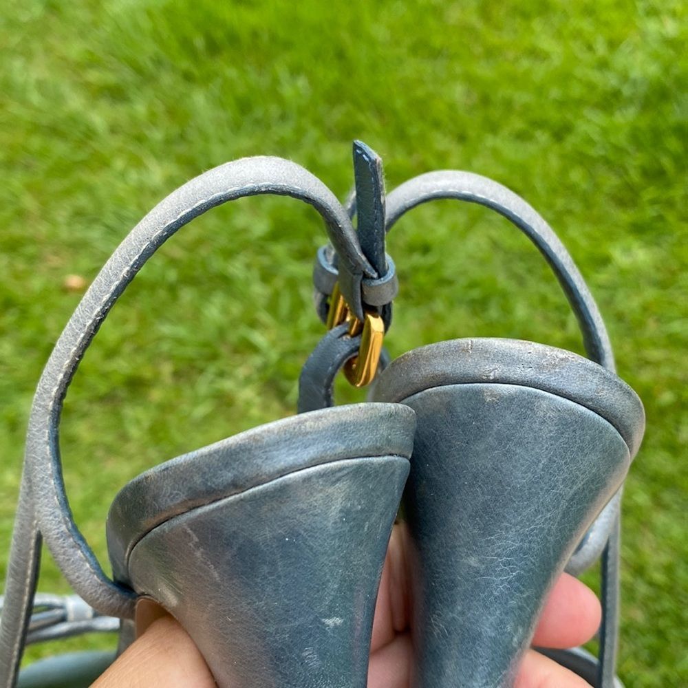 PRADA Beautiful 39.5 Blue Platform Heel, sling back Peep Toe 👠 - Picture 9 of 11